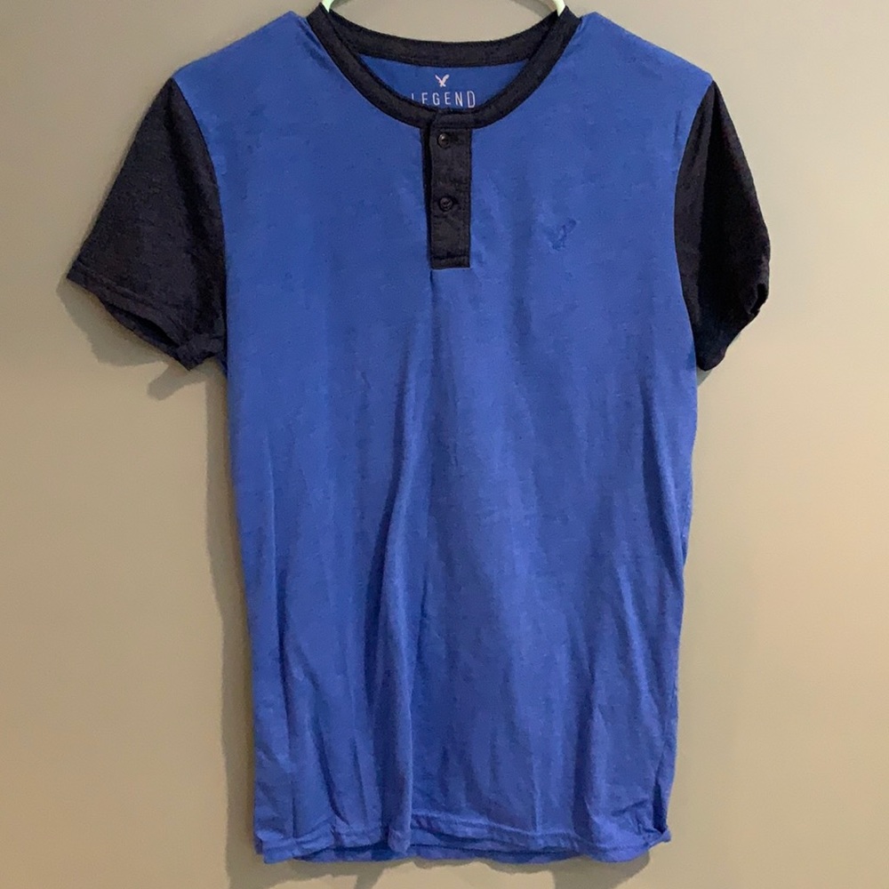 American eagle Henley shirt blue black size xs